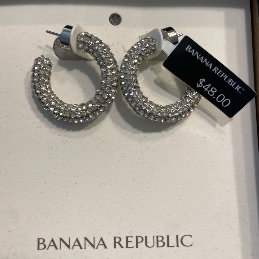 Banana Republic Sparkling Silver Crystal Earrings